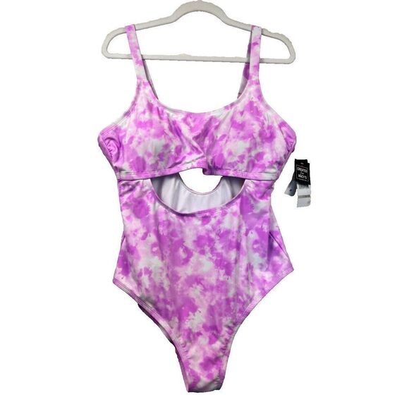NWT CALIFORNIA WAVES Sunkissed Sunrise Pink Cutout 1 Piece Swimsuit‎ Size 16/18 - Picture 1 of 7